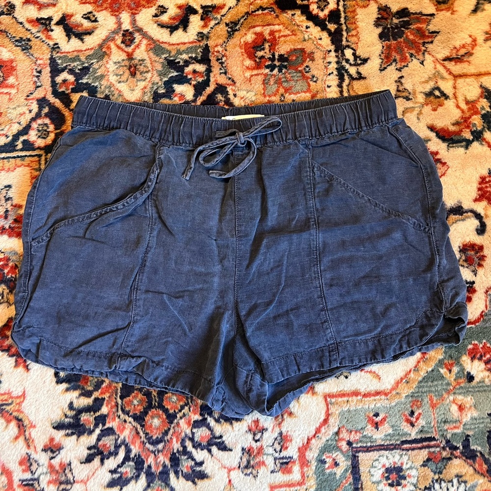 Navy Blue Linen Shorts